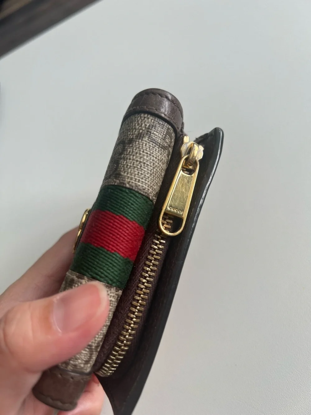 Gucci Brown GG Supreme Wallet with Green-Red Web TRIFOLD - Picture 9 of 14